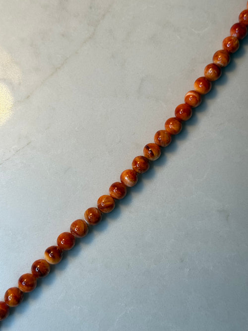 6mm Round Red Spiny Oyster Beads